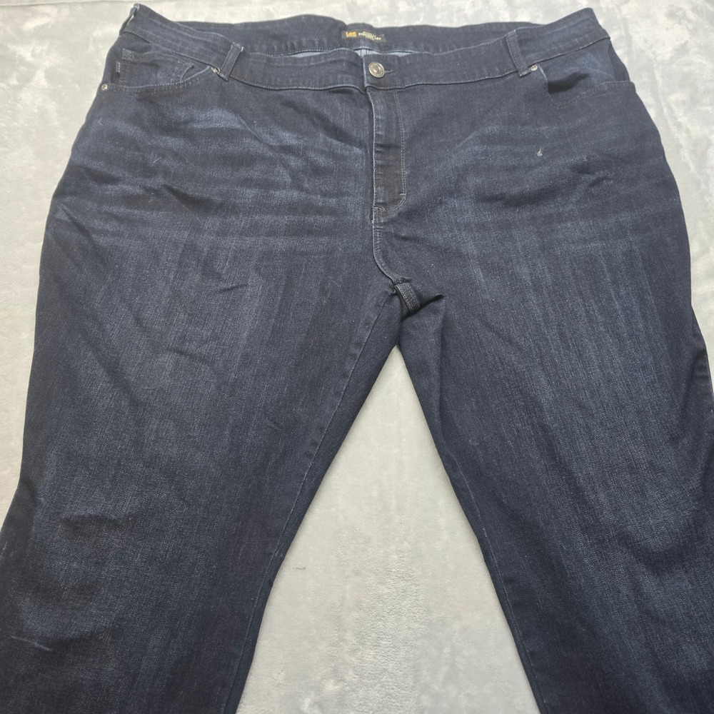 Lee Womens 20W 48x32 Relaxed Fit Straight Leg Jeans Dark Wash Mid Rise Denim